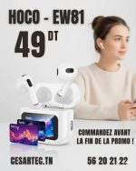Écouteurs Hoco EW-81 Blancs avec Afficheur LED Prix Tunisie