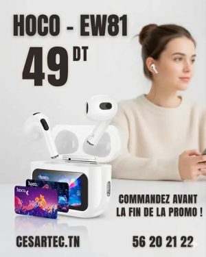 Écouteurs Hoco EW-81 Blancs avec Afficheur LED Prix Tunisie