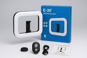 Ring Light rectangulaire LED E-30 avec batterie rechargeable au meilleur prix en Tunisie.